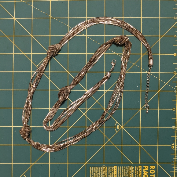 Long knotted chains necklace - silver tone box chain - Picture 14 of 16